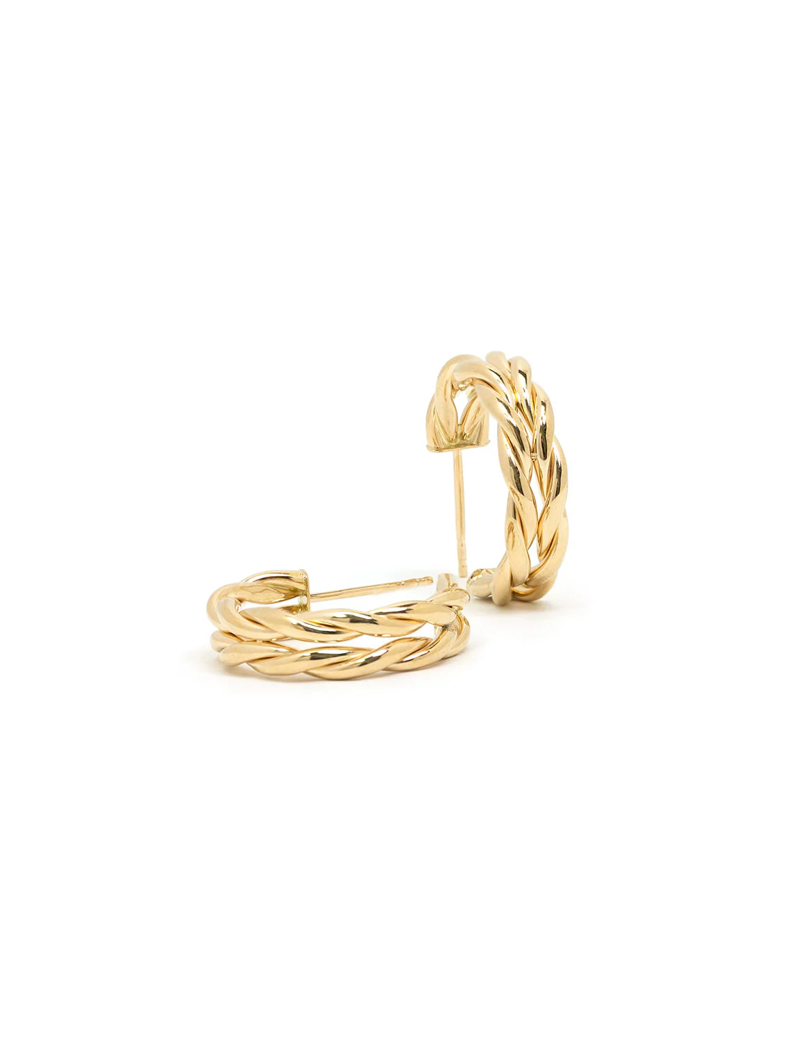 14k large braided hoop earrings - Image 2