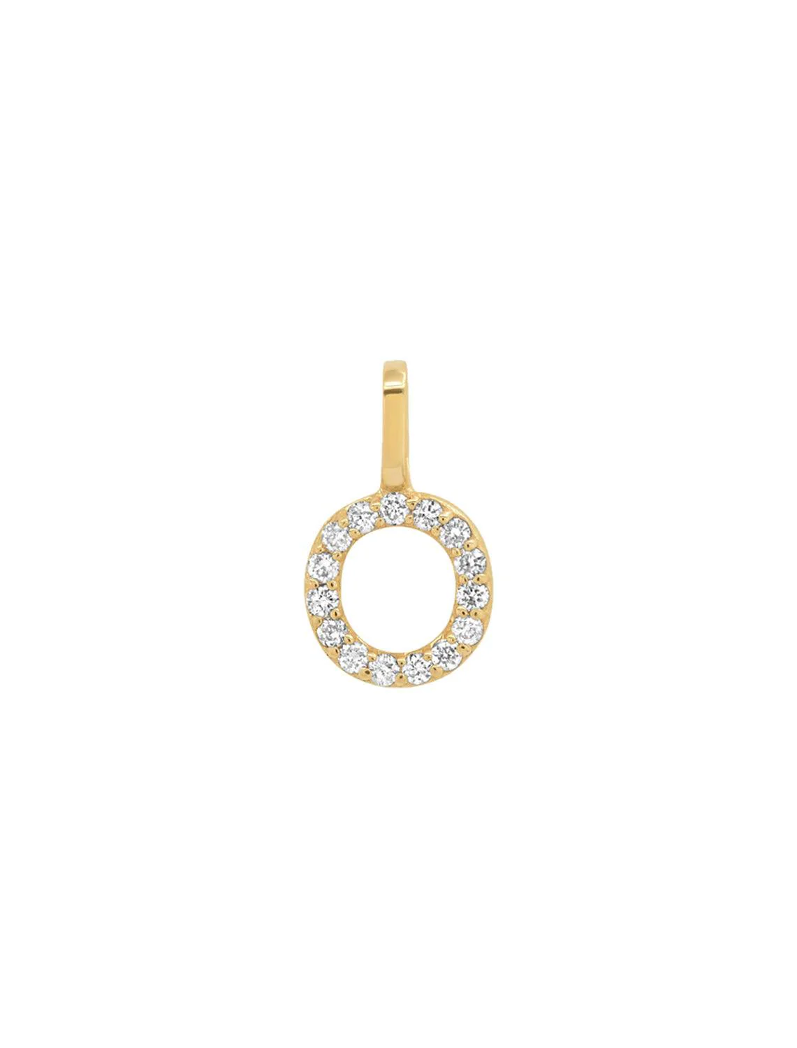 14k pave diamond initial charm - O