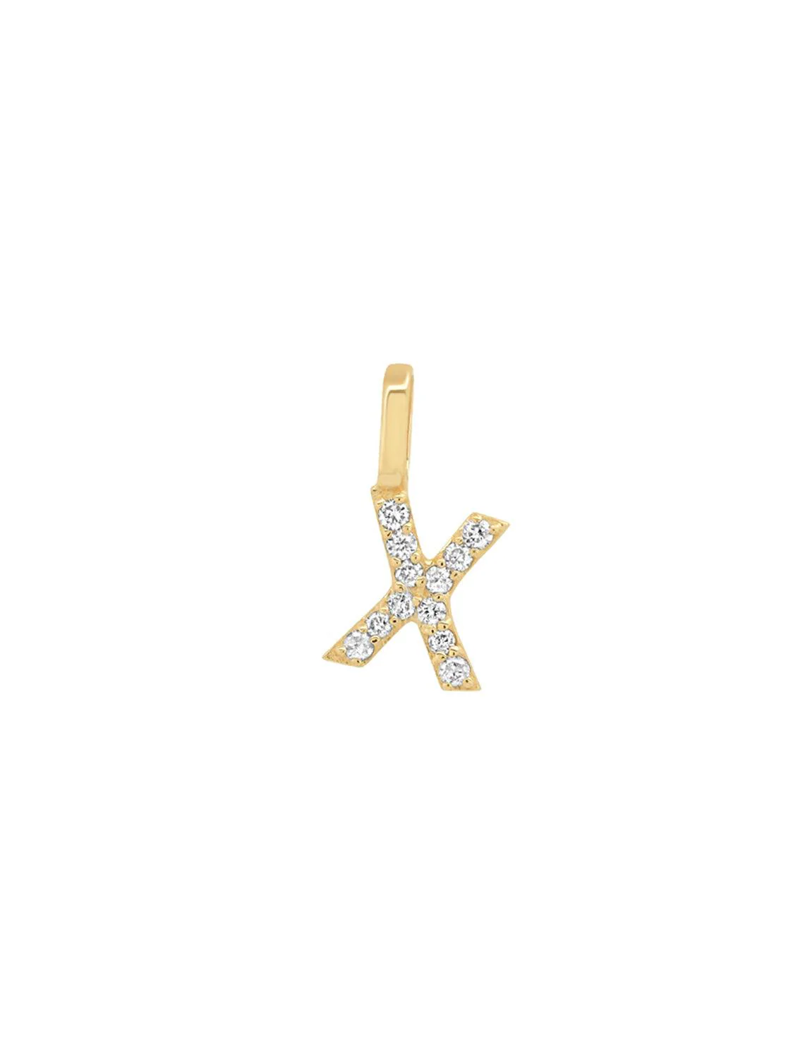 14k pave diamond initial charm - X