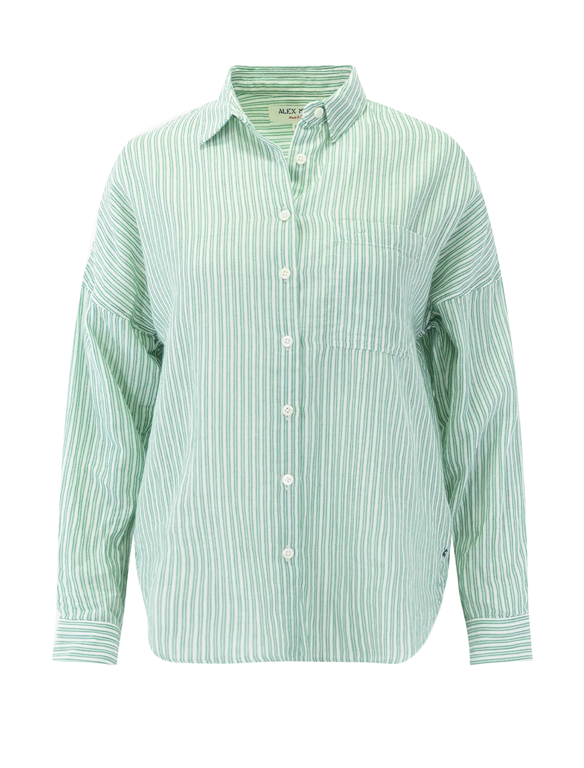 jo gauze shirt in ivory and green stripe