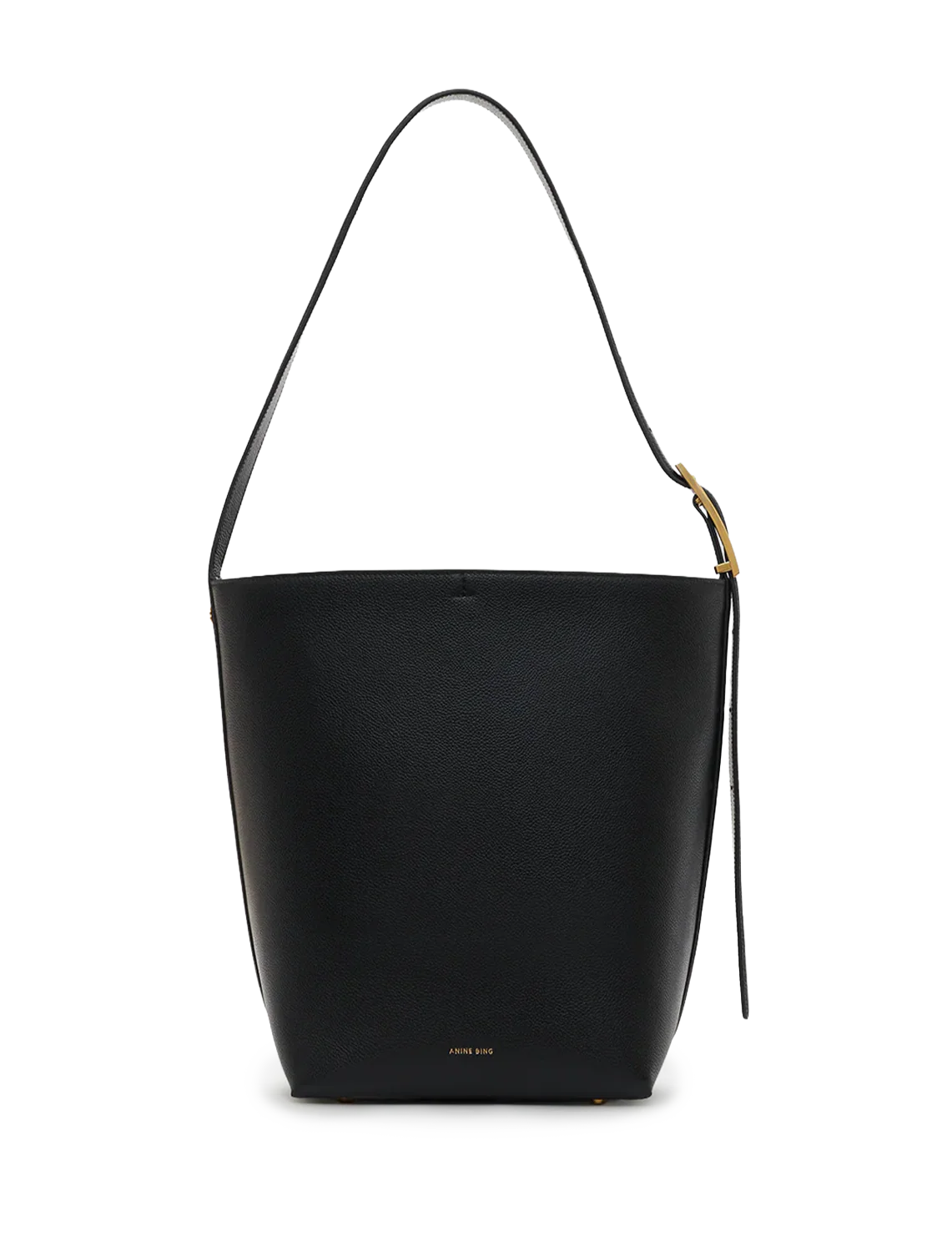 elly bucket bag in black grained leather