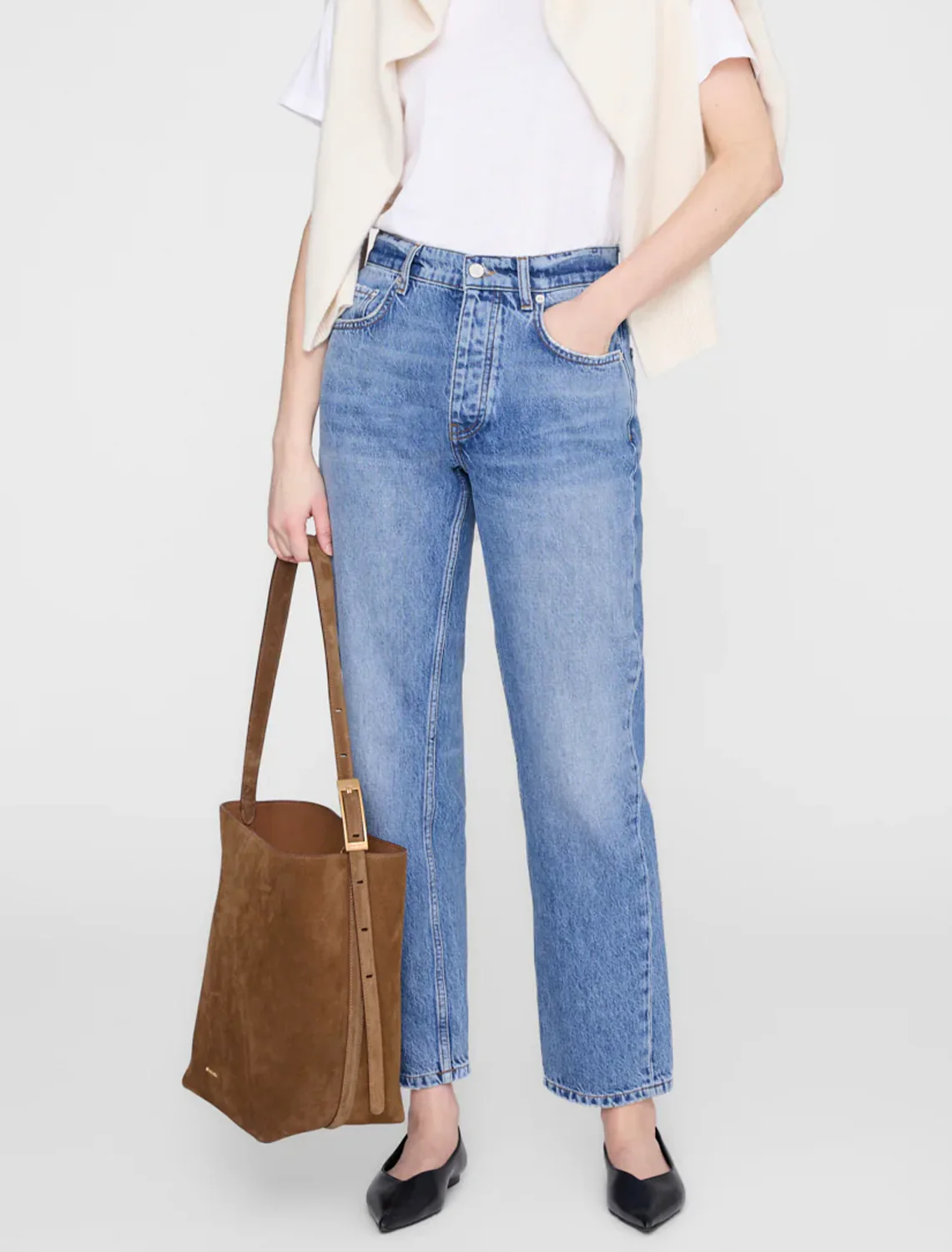 elly bucket bag in tobacco suede - Image 2