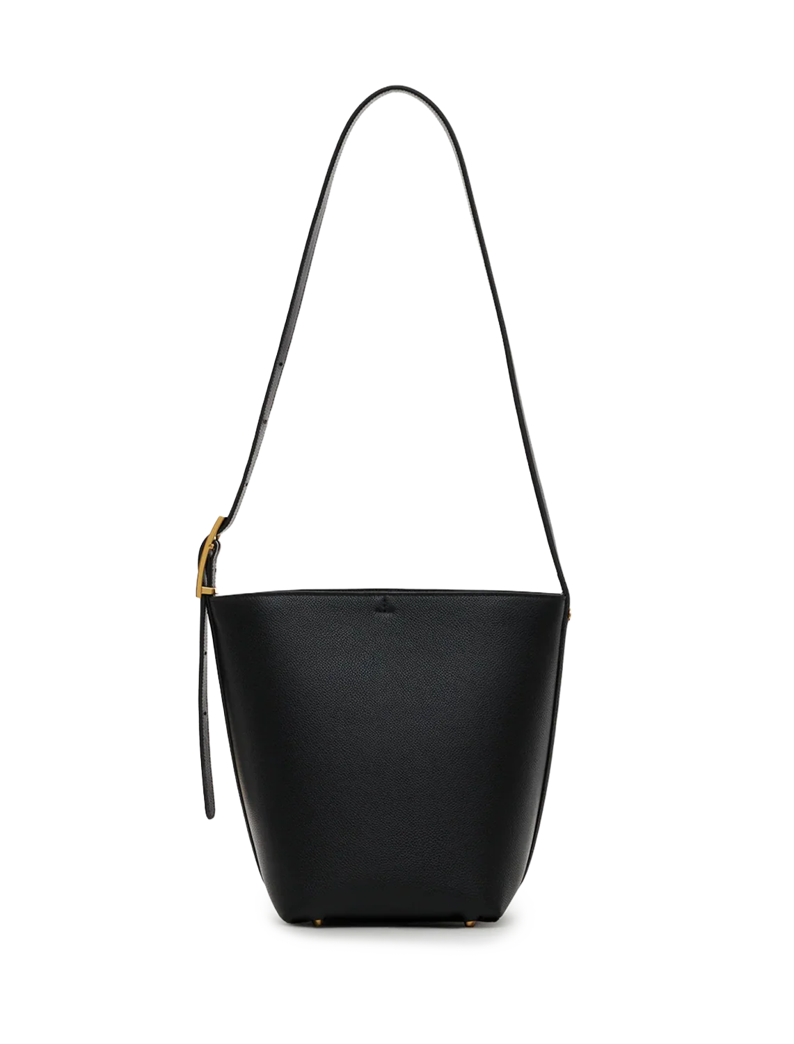 elly medium bucket bag in black grained leather - Image 3