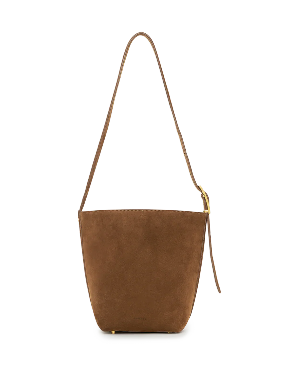 elly medium bucket bag in tobacco suede
