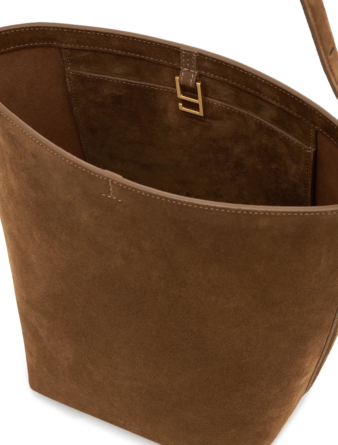 elly medium bucket bag in tobacco suede - Image 4
