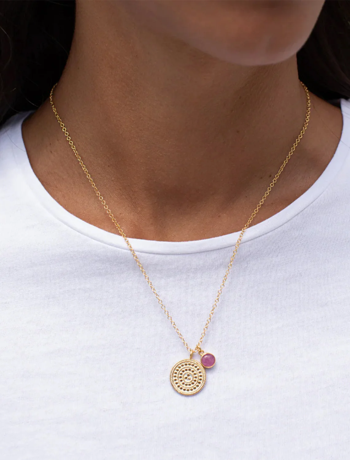 circle of life pendant necklace with pink ruby - Image 2