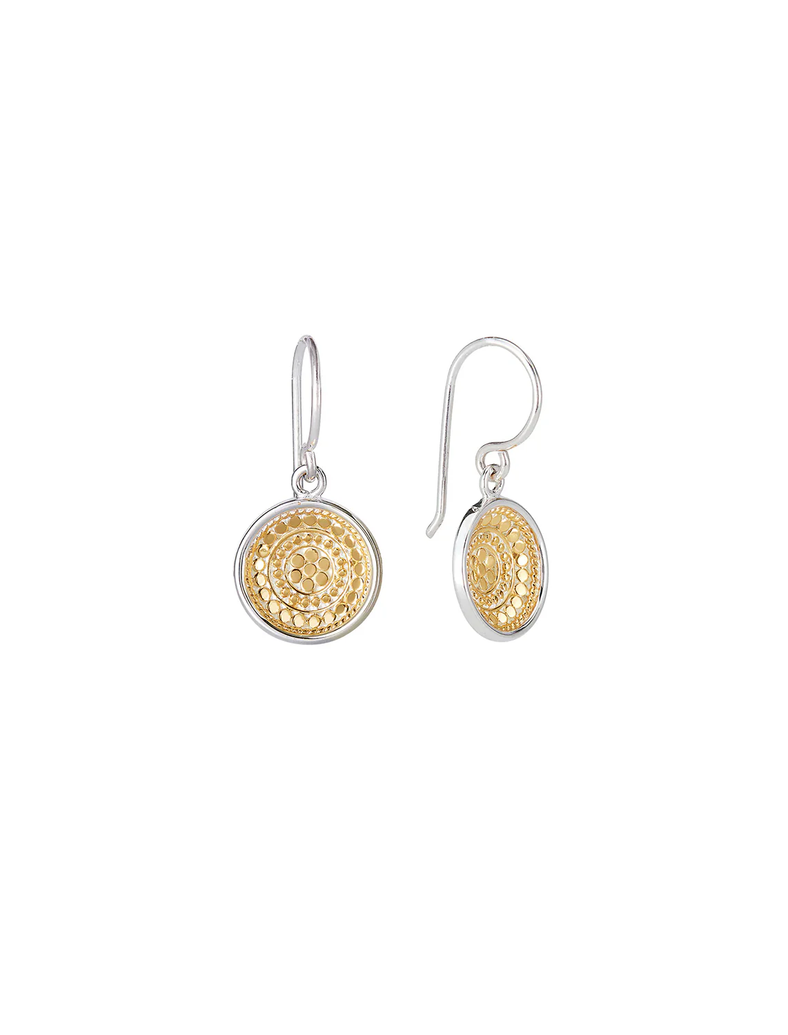 classic dish drop earrings in two tone