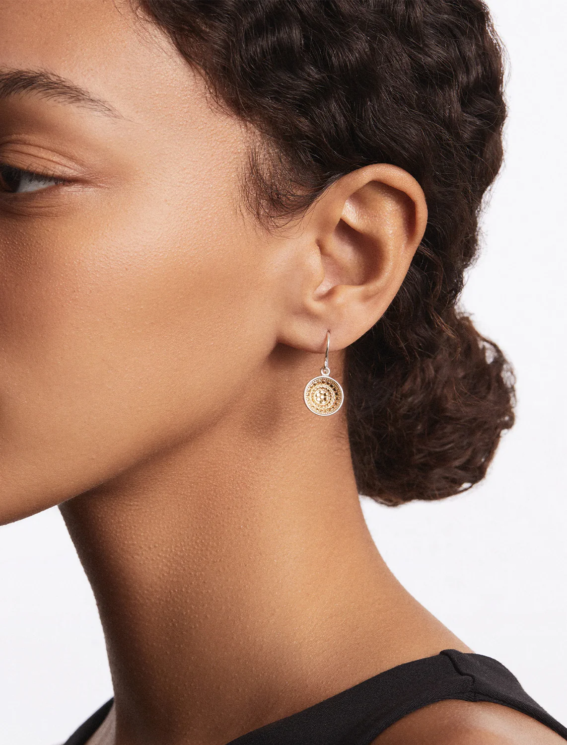 classic dish drop earrings in two tone - Image 2