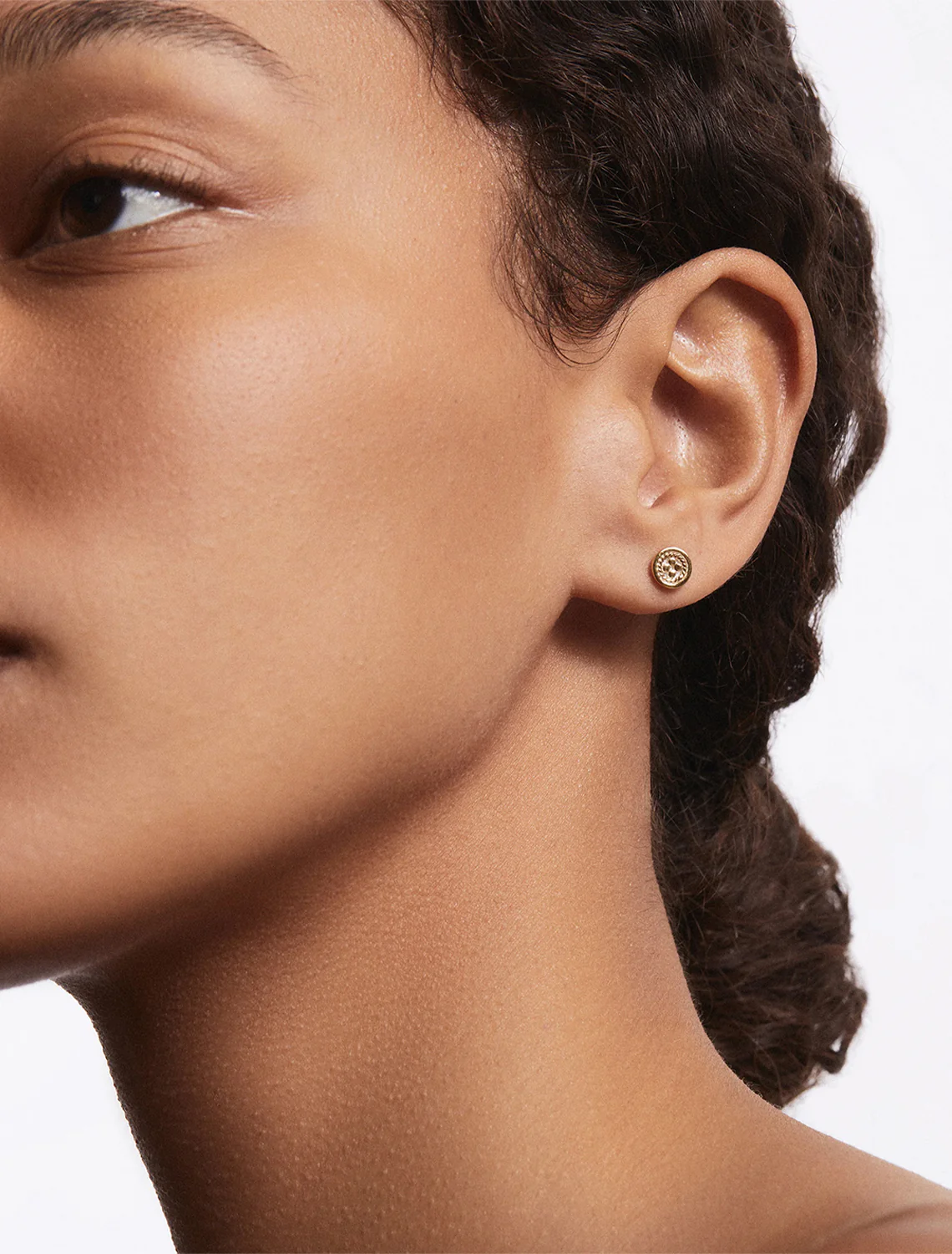 classic smooth border mini stud in two tone - Image 2