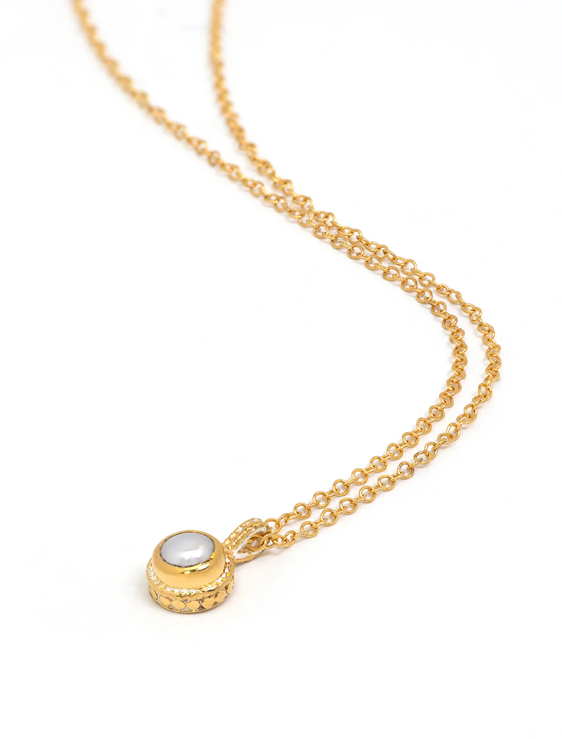 small pearl drop necklace in gold - Image 3