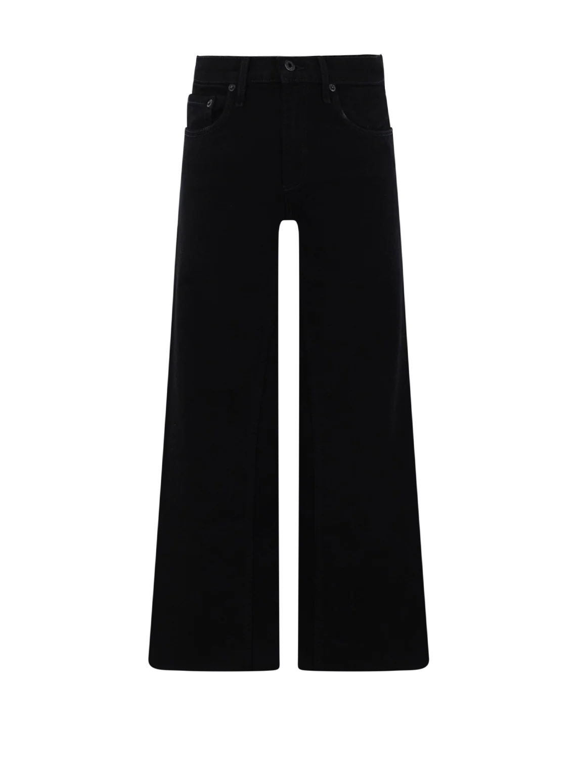 crop wide leg in black resin jeans