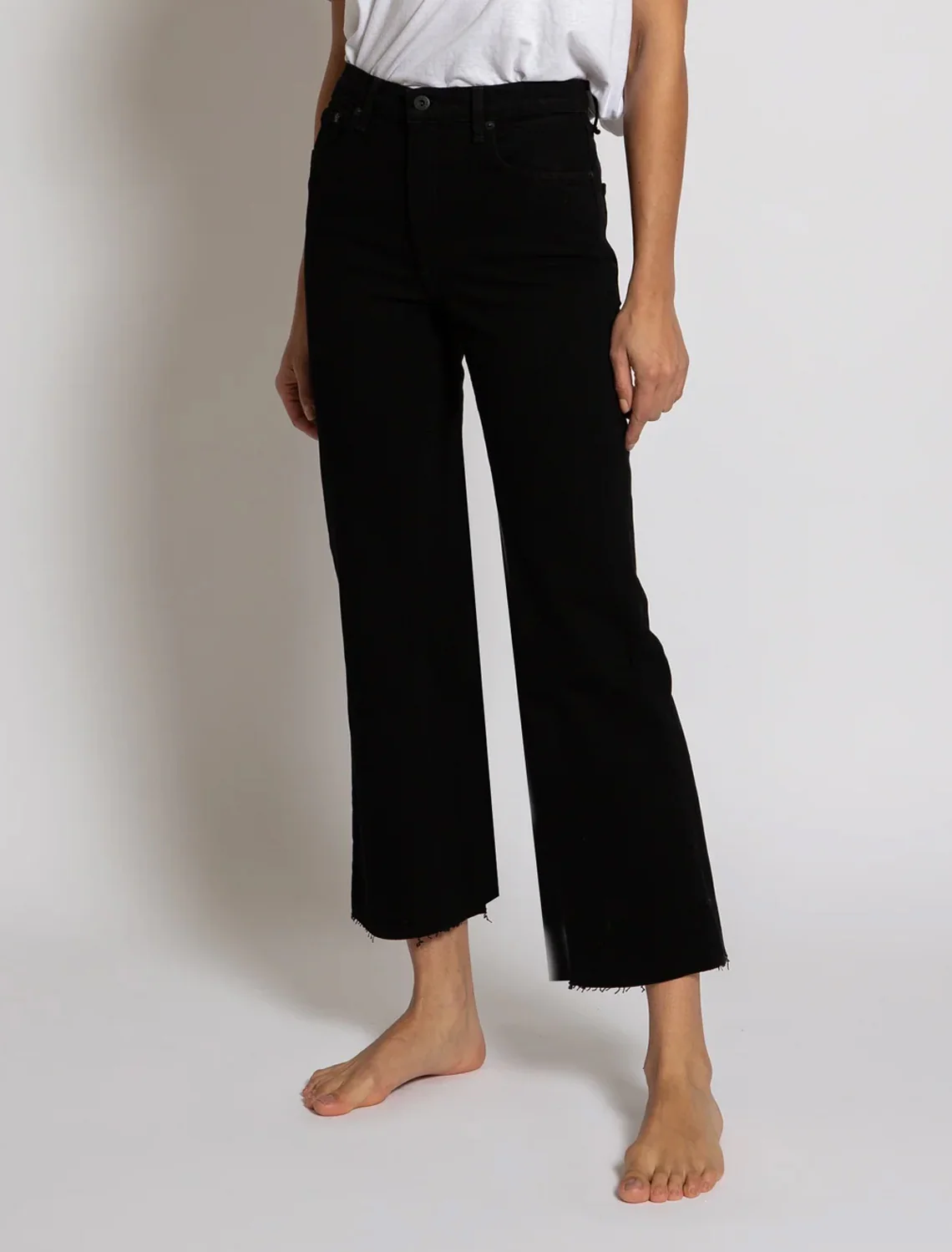 crop wide leg in black resin jeans - Image 2