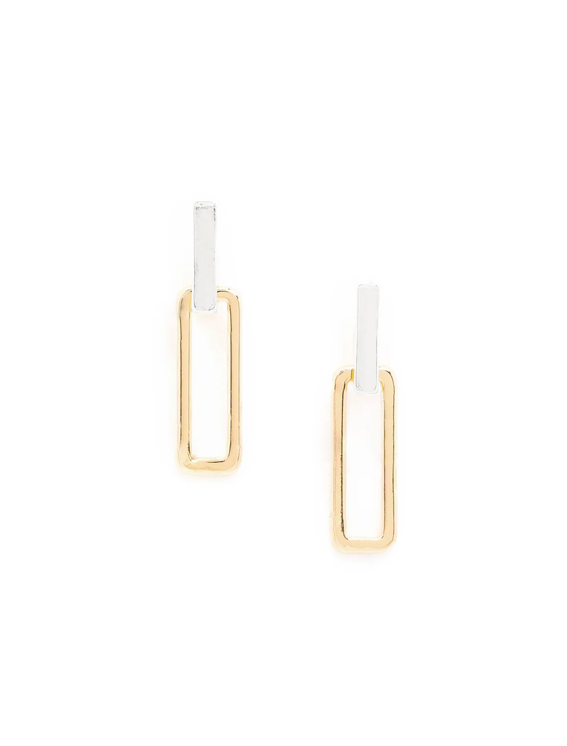 paperclip chain post earrings in two tone