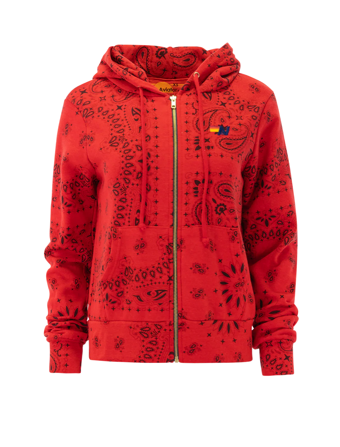 bandana zip hoodie in flash red