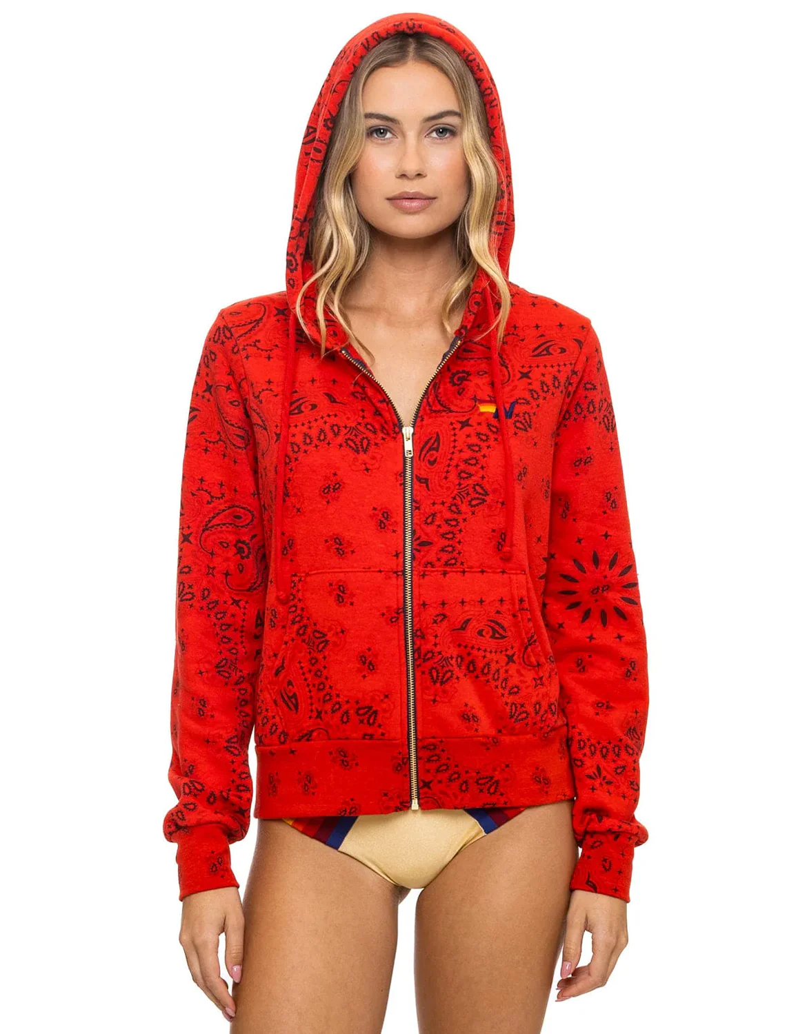 bandana zip hoodie in flash red - Image 2