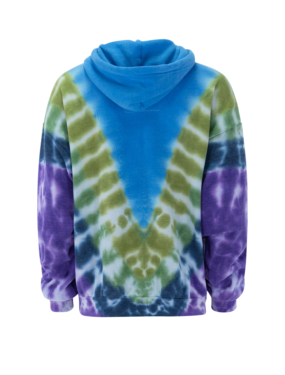 hand dyed v relaxed hoodie in tie dye ocean and purple - Image 3