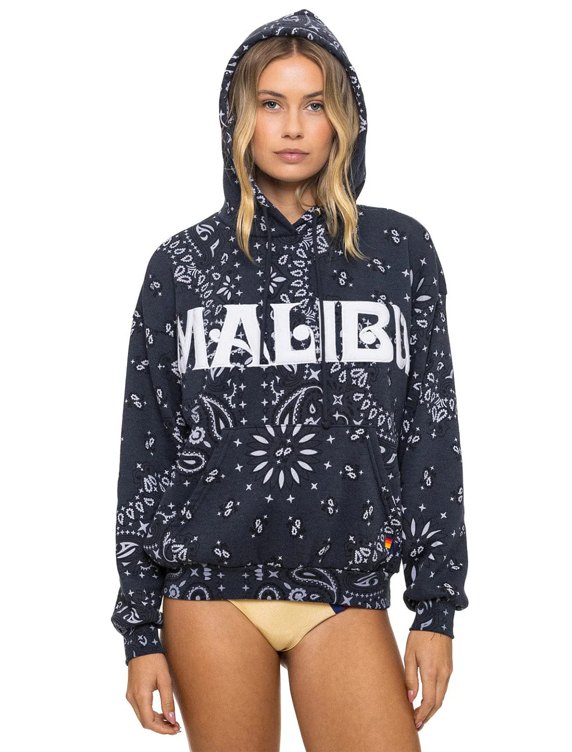 malibu bandana relaxed pullover hoodie in charcoal - Image 2
