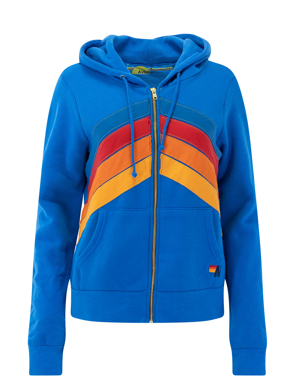 mountain stitch chevron 4 zip hoodie in adventure blue
