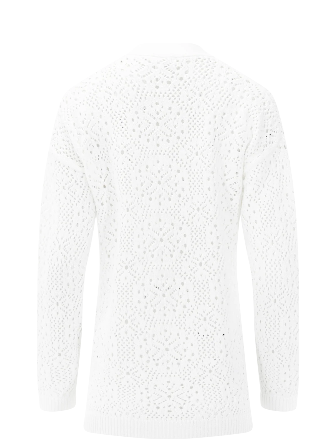 beckham crochet open cardigan in white - Image 3