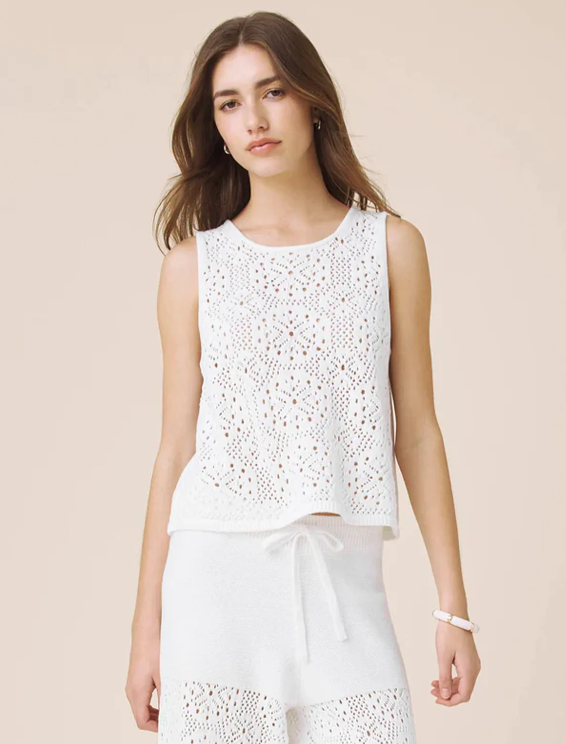 beckham crochet sweater tank in white - Image 2