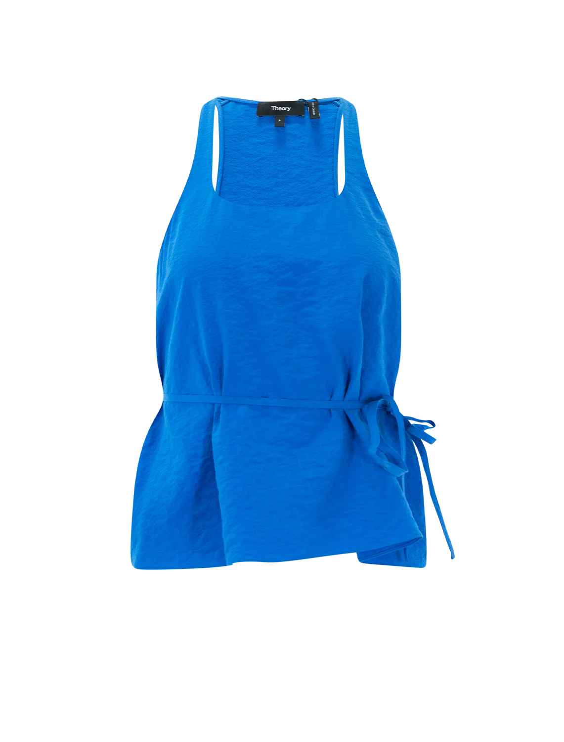 belted halterneck top in jewel blue