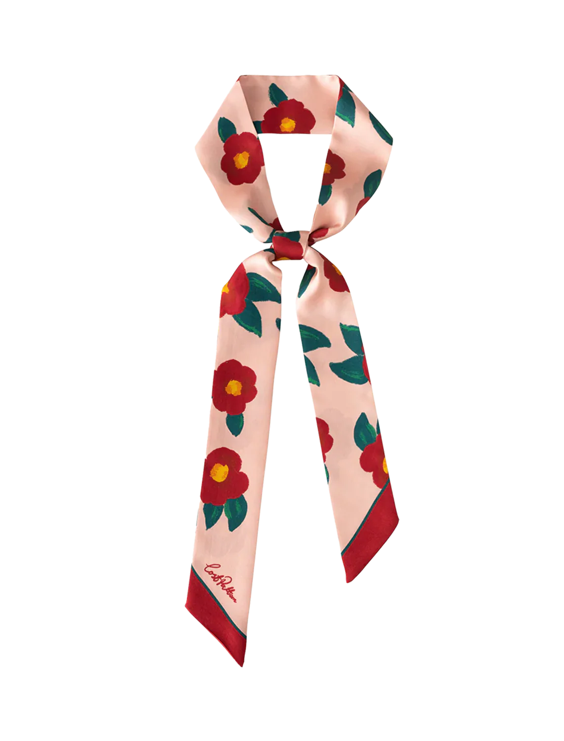 camelia skinny scarf in red and pink floral