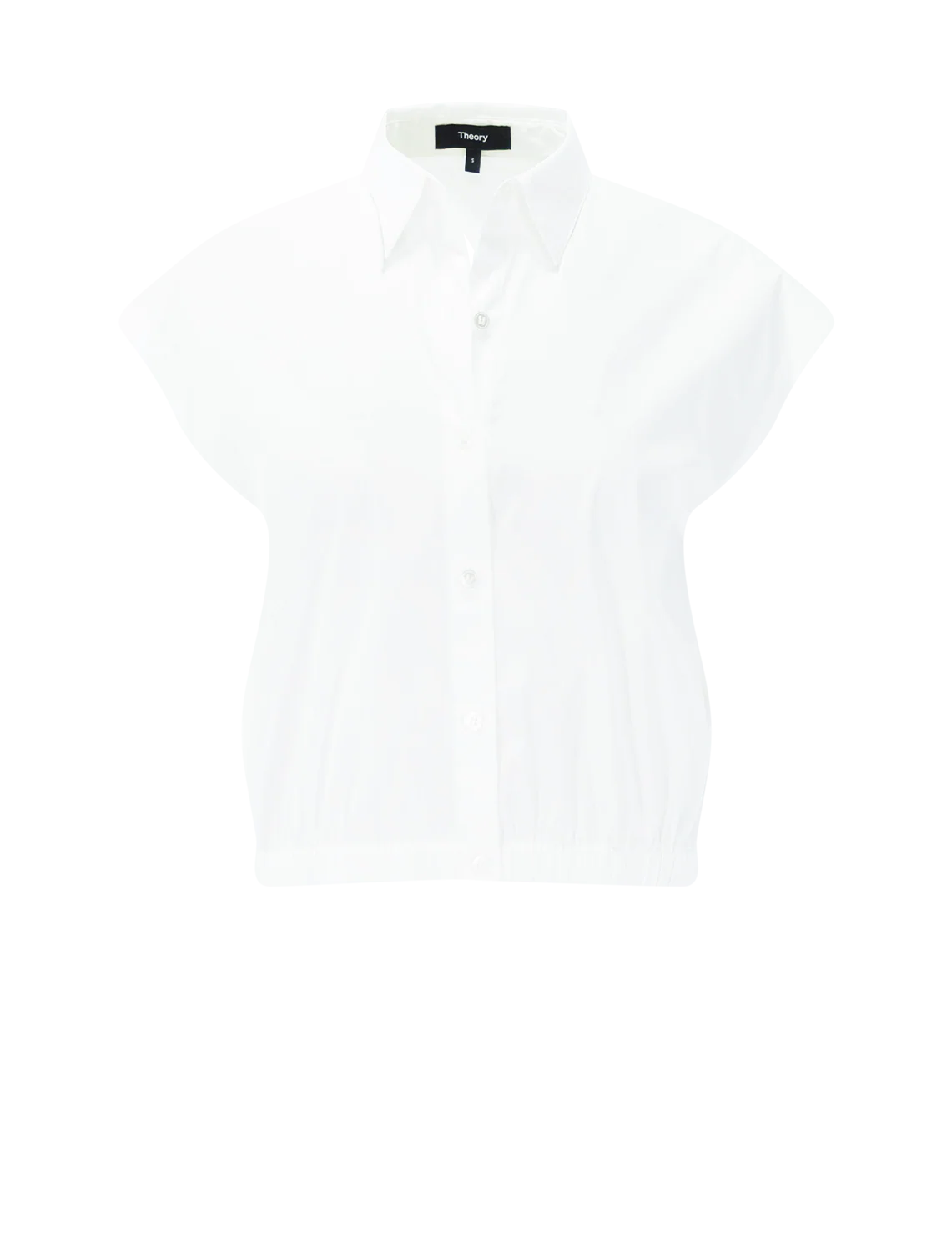 cap sleeve elastic hem shirt in white