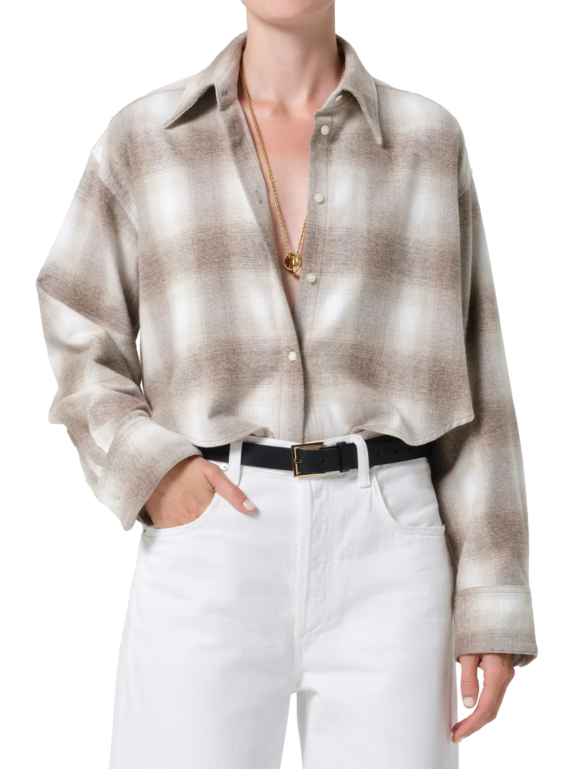 ana cropped shirt in schiffer plaid - Image 2