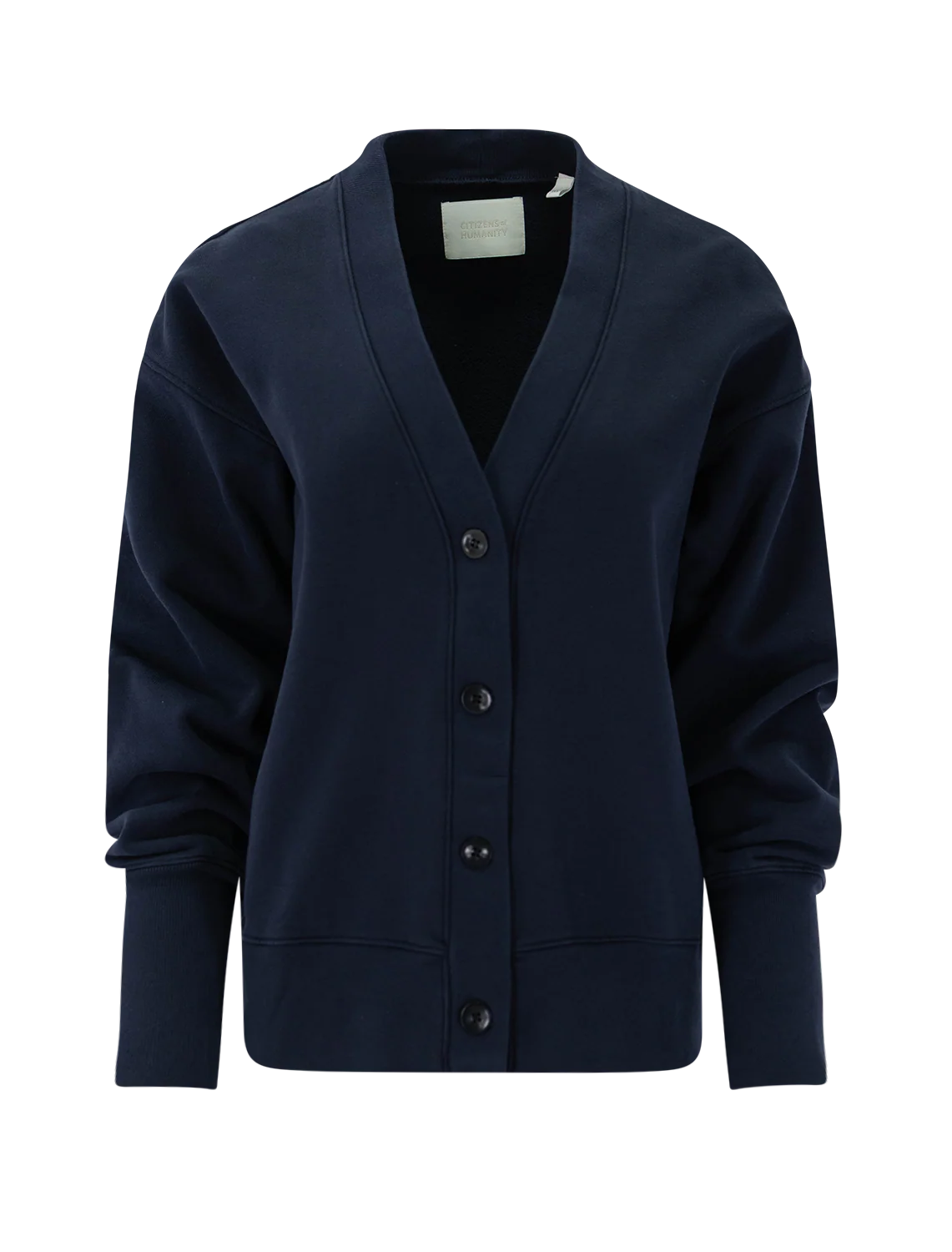 fleece cardigan in navy