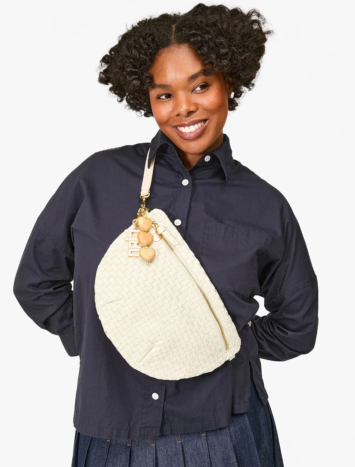 grande fanny in cream woven checker - Image 2