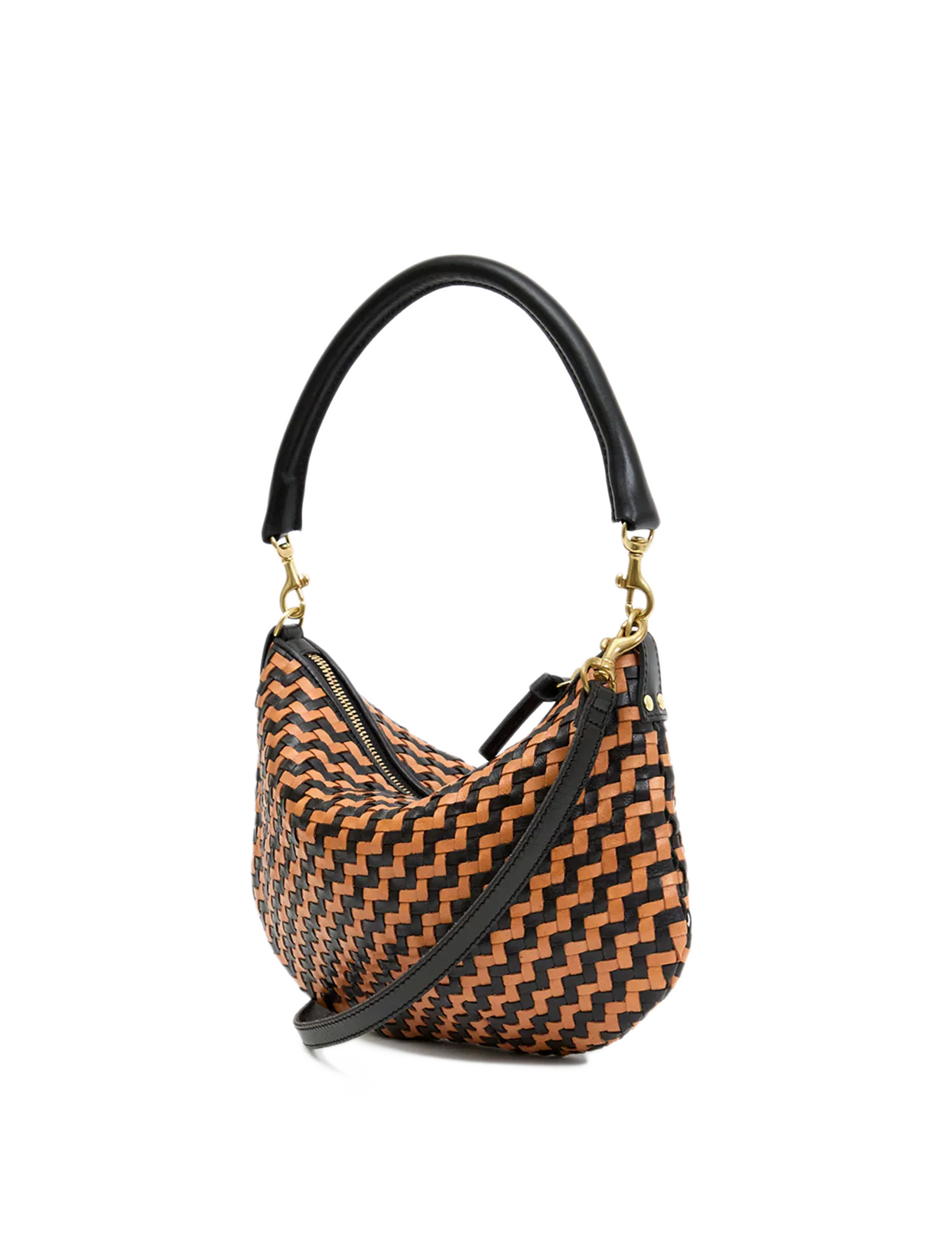 petit moyen messenger in woven black and natural zig zag - Image 3
