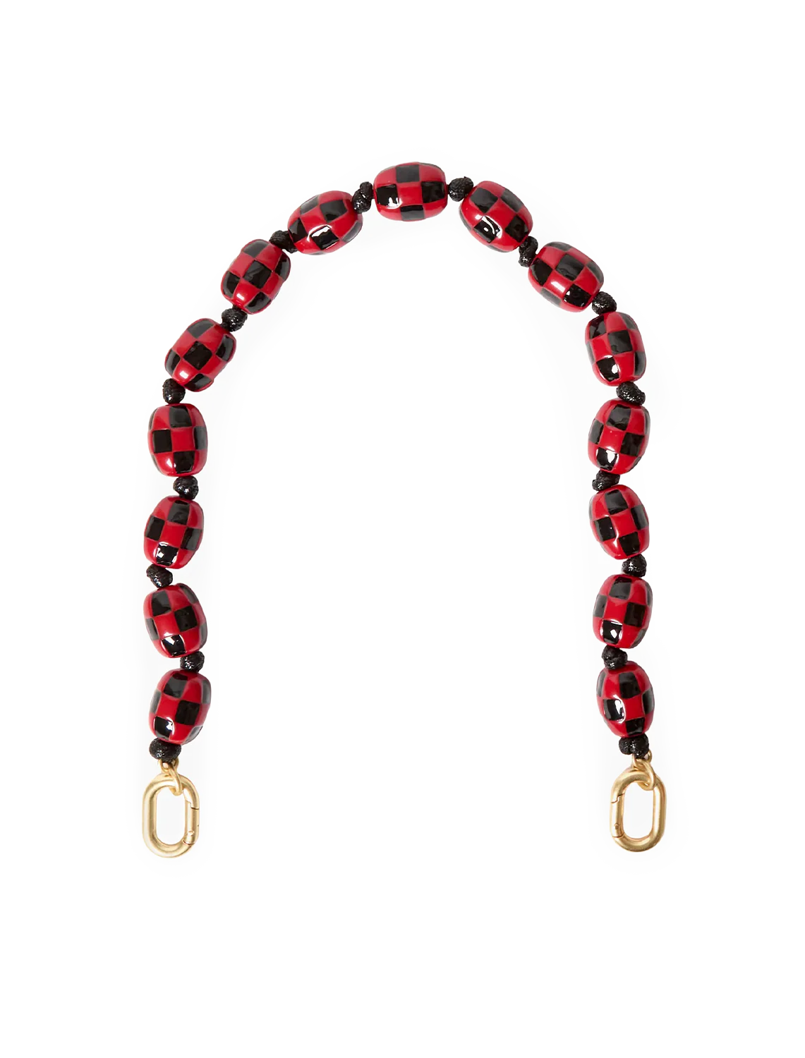 shortie strap in black and red checker