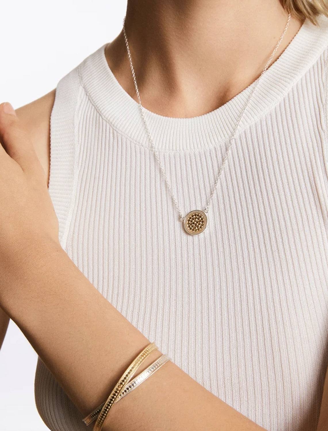 classic disc necklace in gold and silver - Image 2