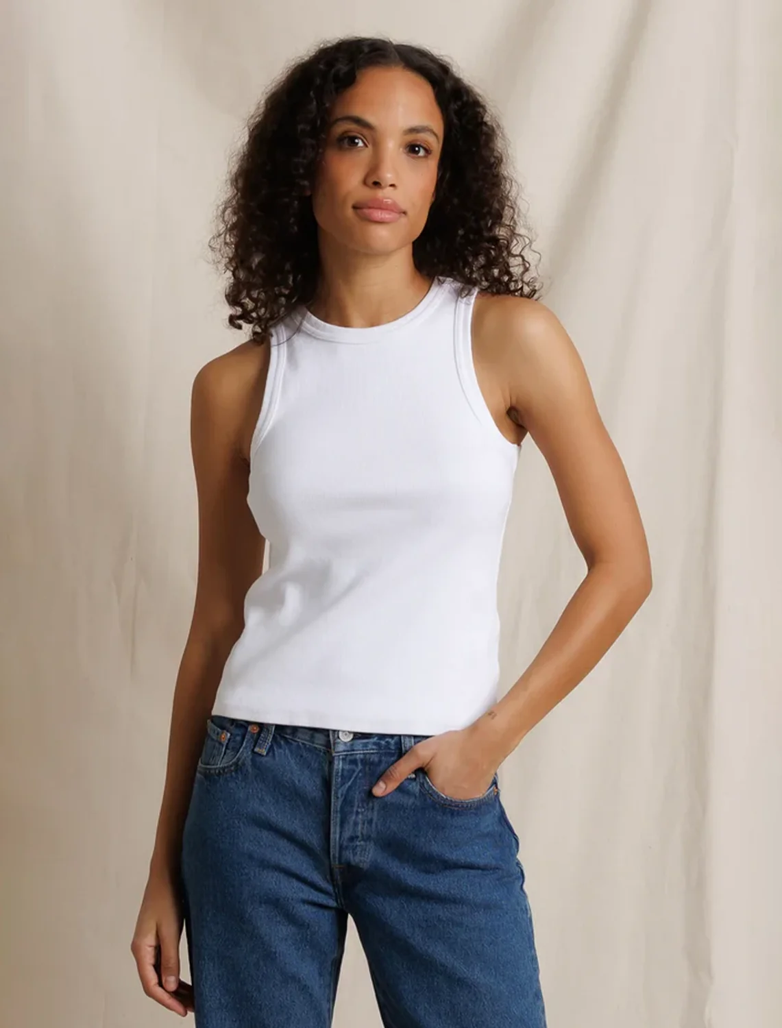 daphne high neck tank in white - Image 2