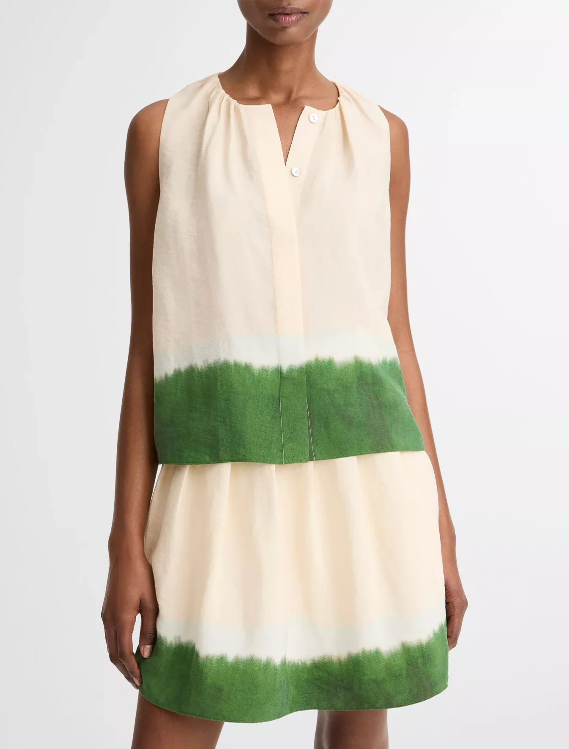 dip dye a-line sleeveless top in porcelein and herb - Image 2