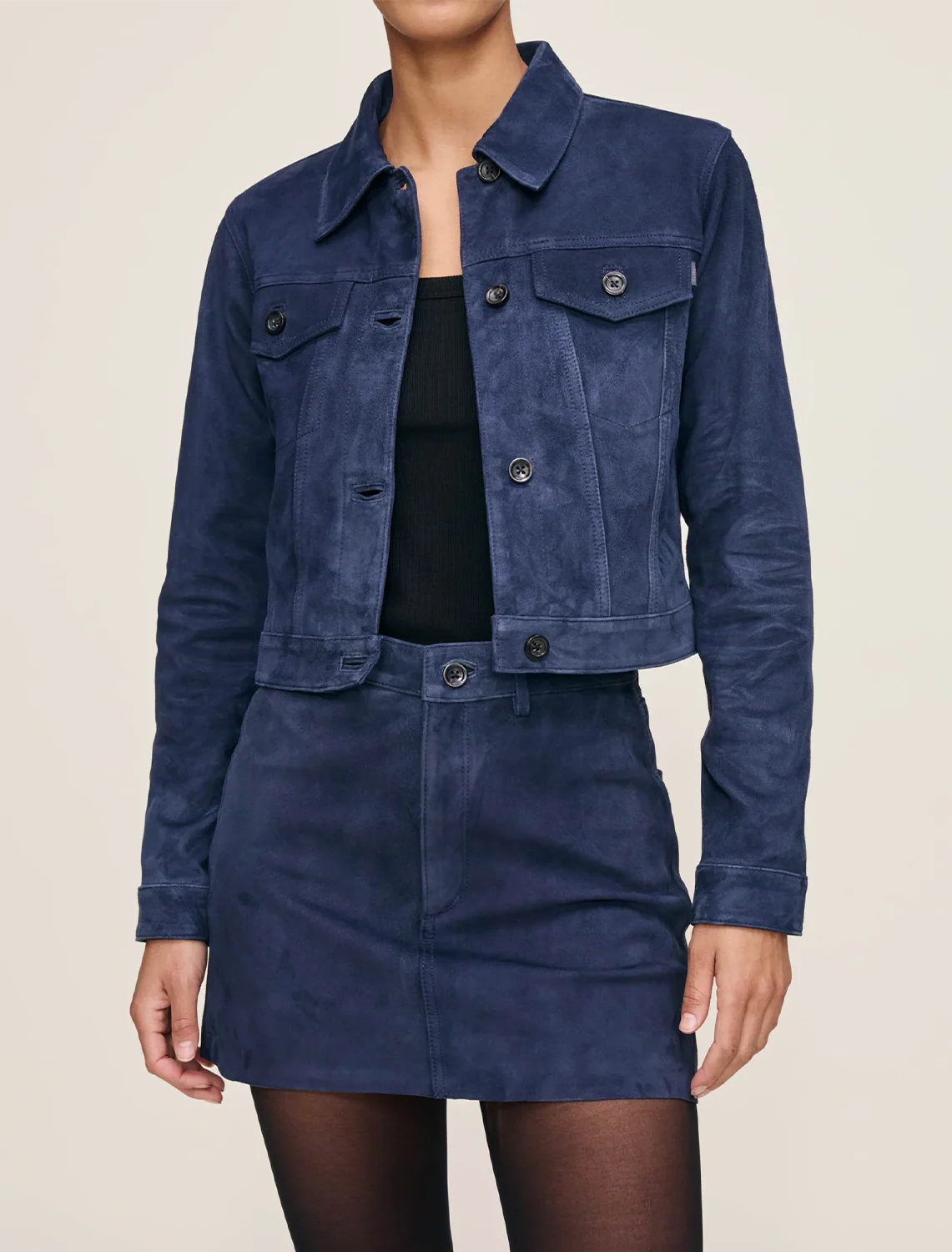 vika jacket in navy suede - Image 2