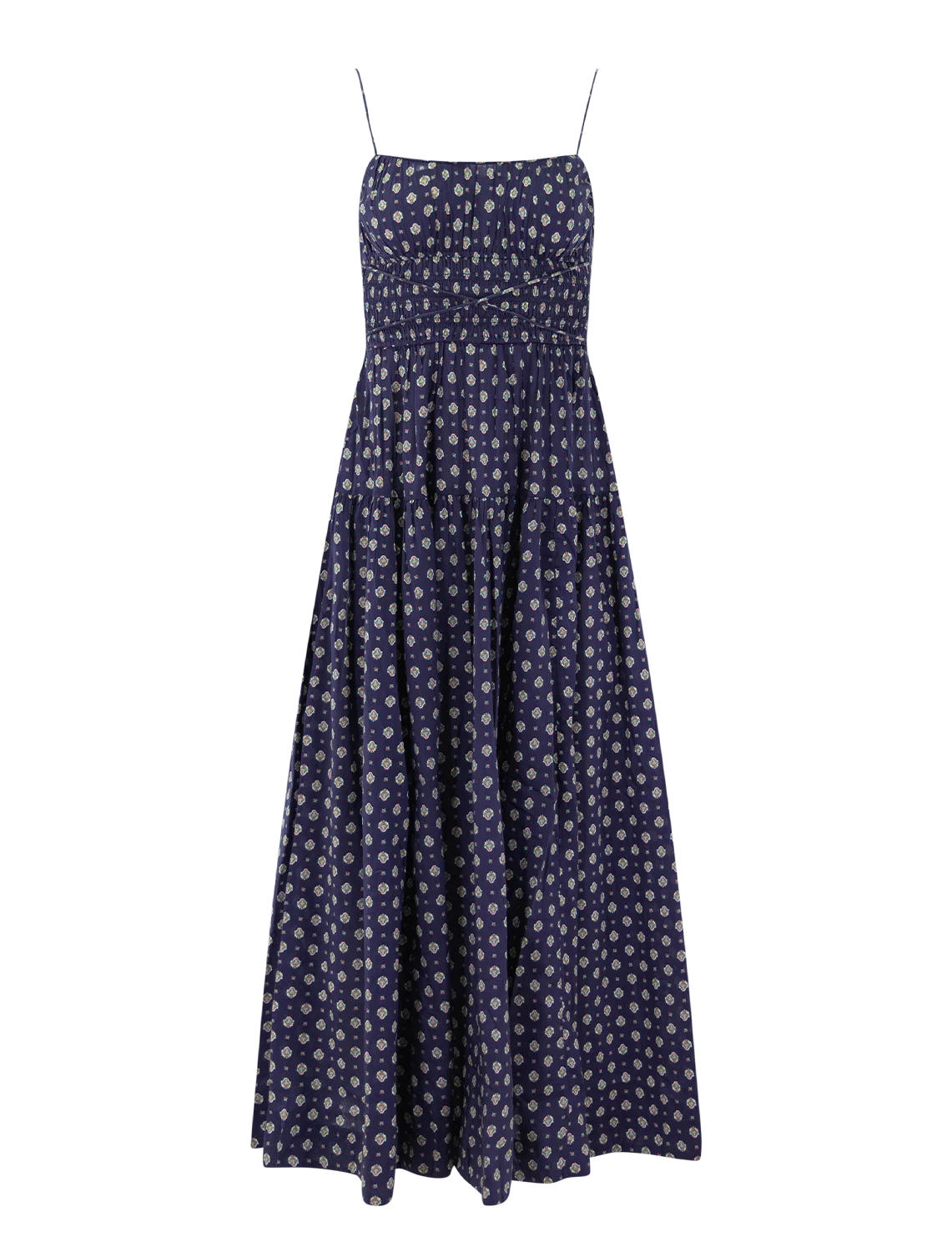 safia dress in navy cadiz foulard