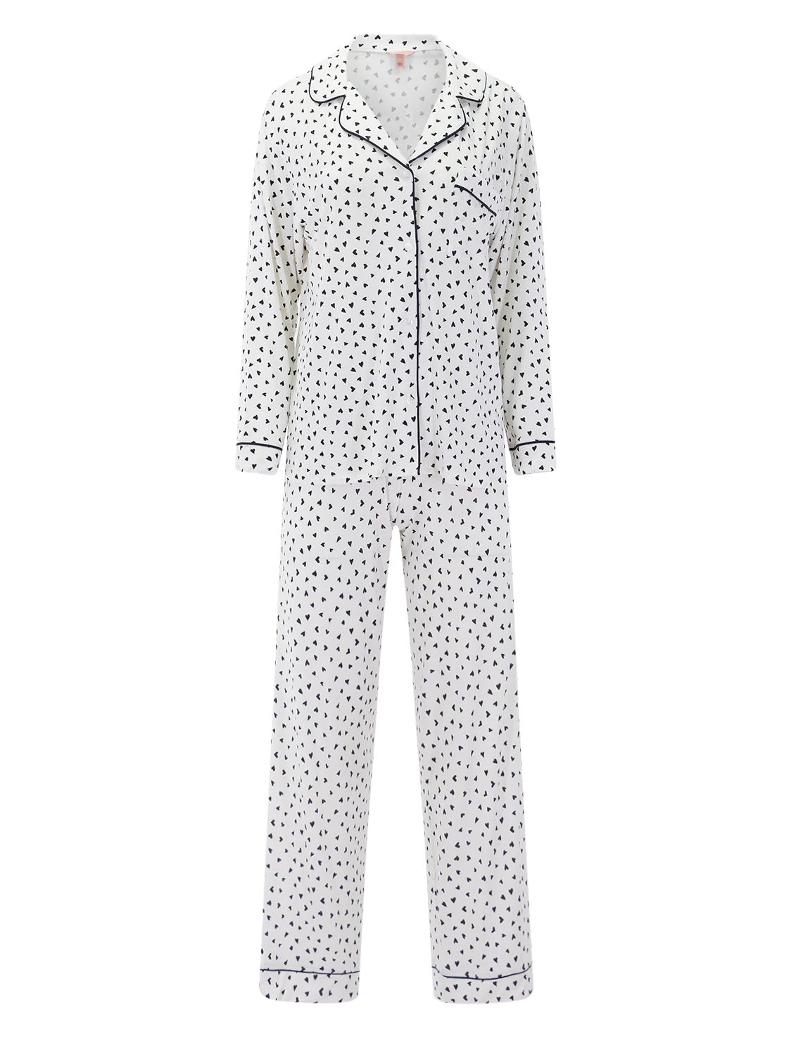 gisele long pj set in heart to heart black