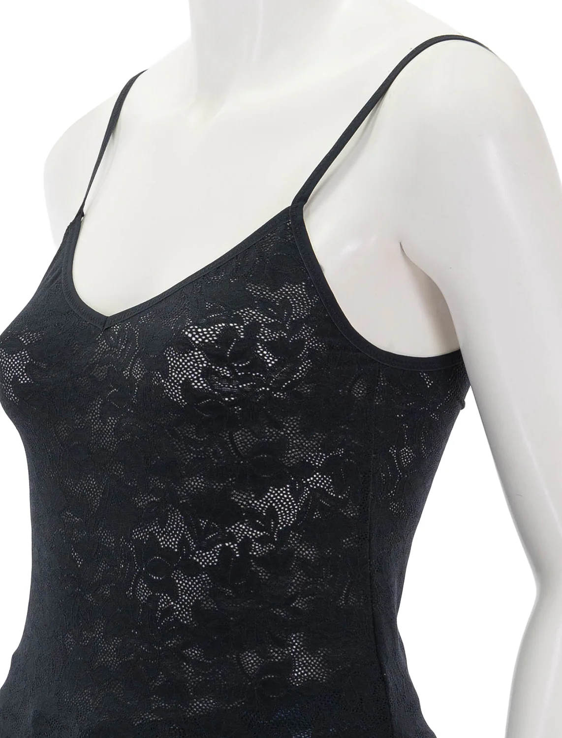 soft stretch recycled lace cami in black - Image 3