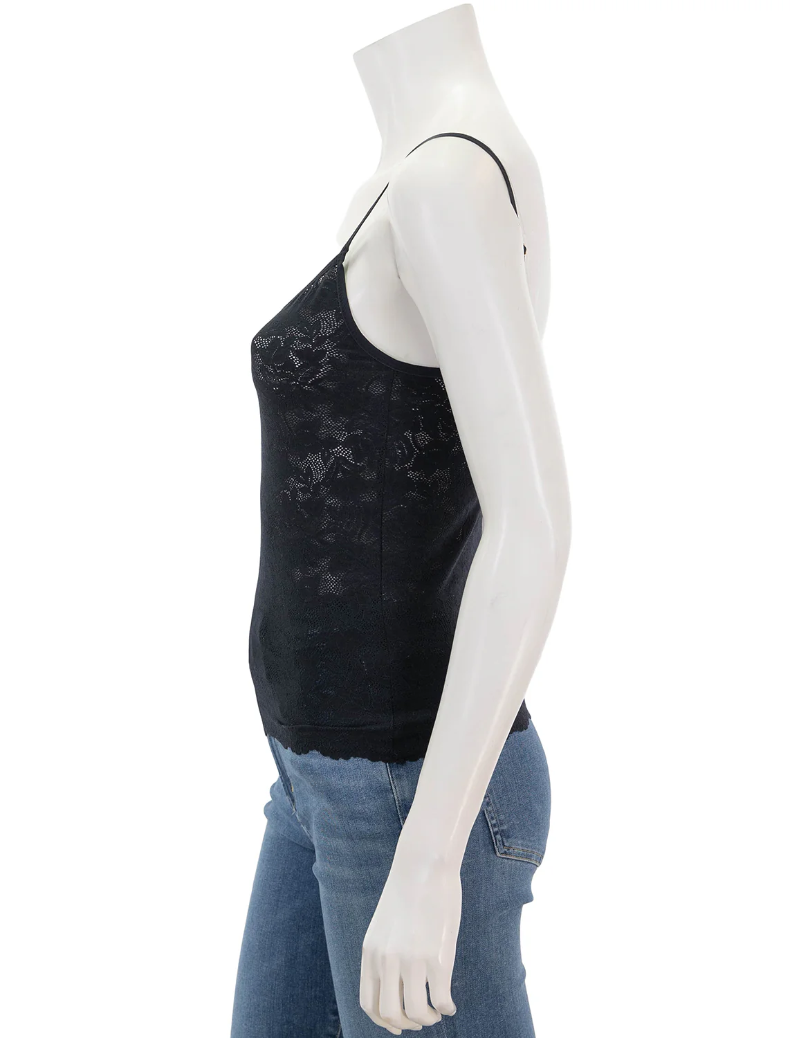 soft stretch recycled lace cami in black - Image 4