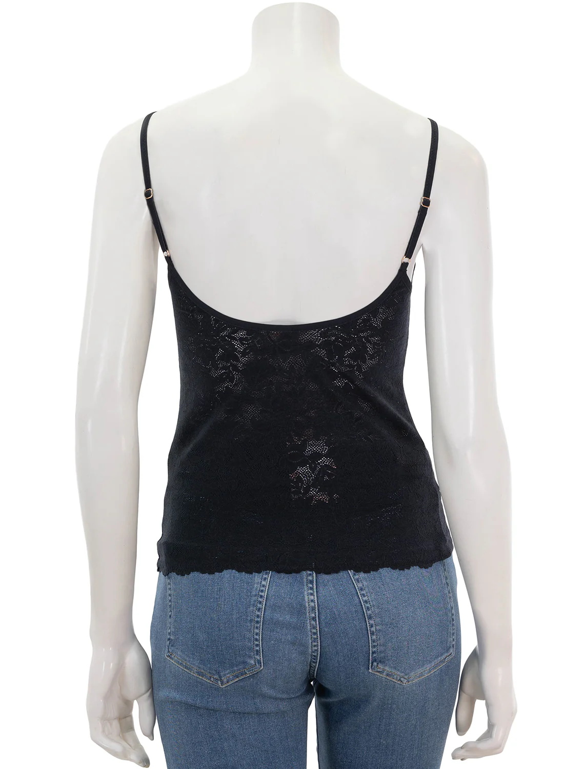 soft stretch recycled lace cami in black - Image 5