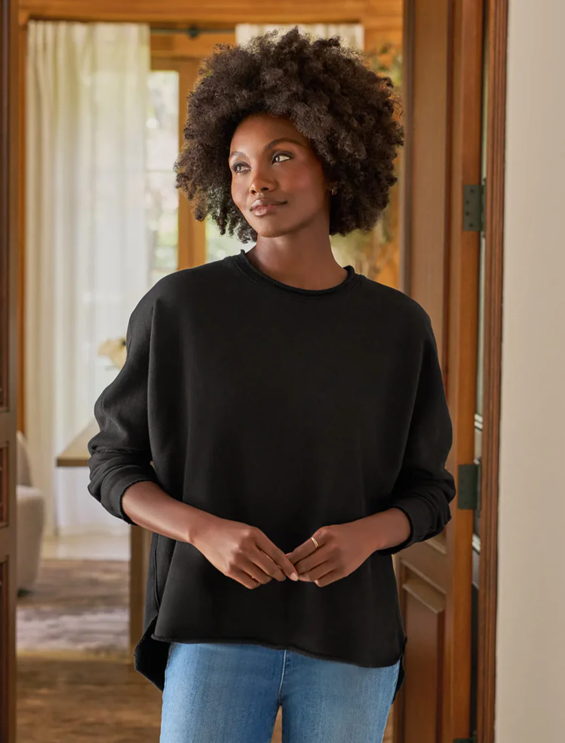 anna long sleeve capelet in black - Image 2