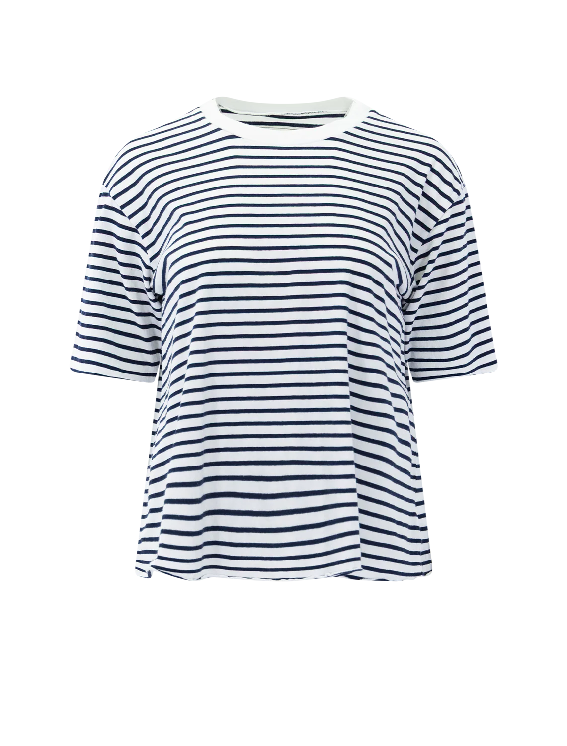 crew short sleeve tee in white and navy stripe