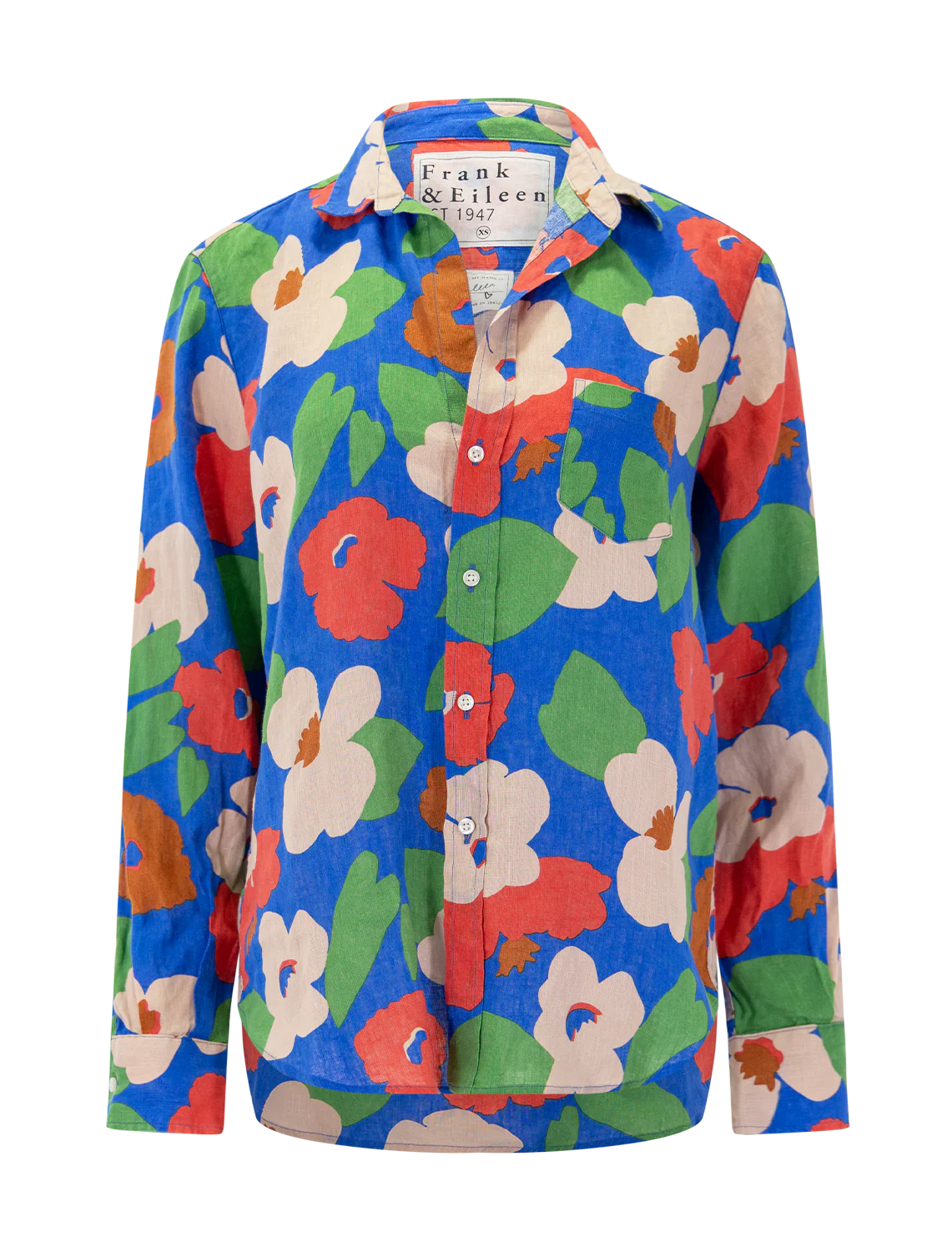 eileen in bright blue floral