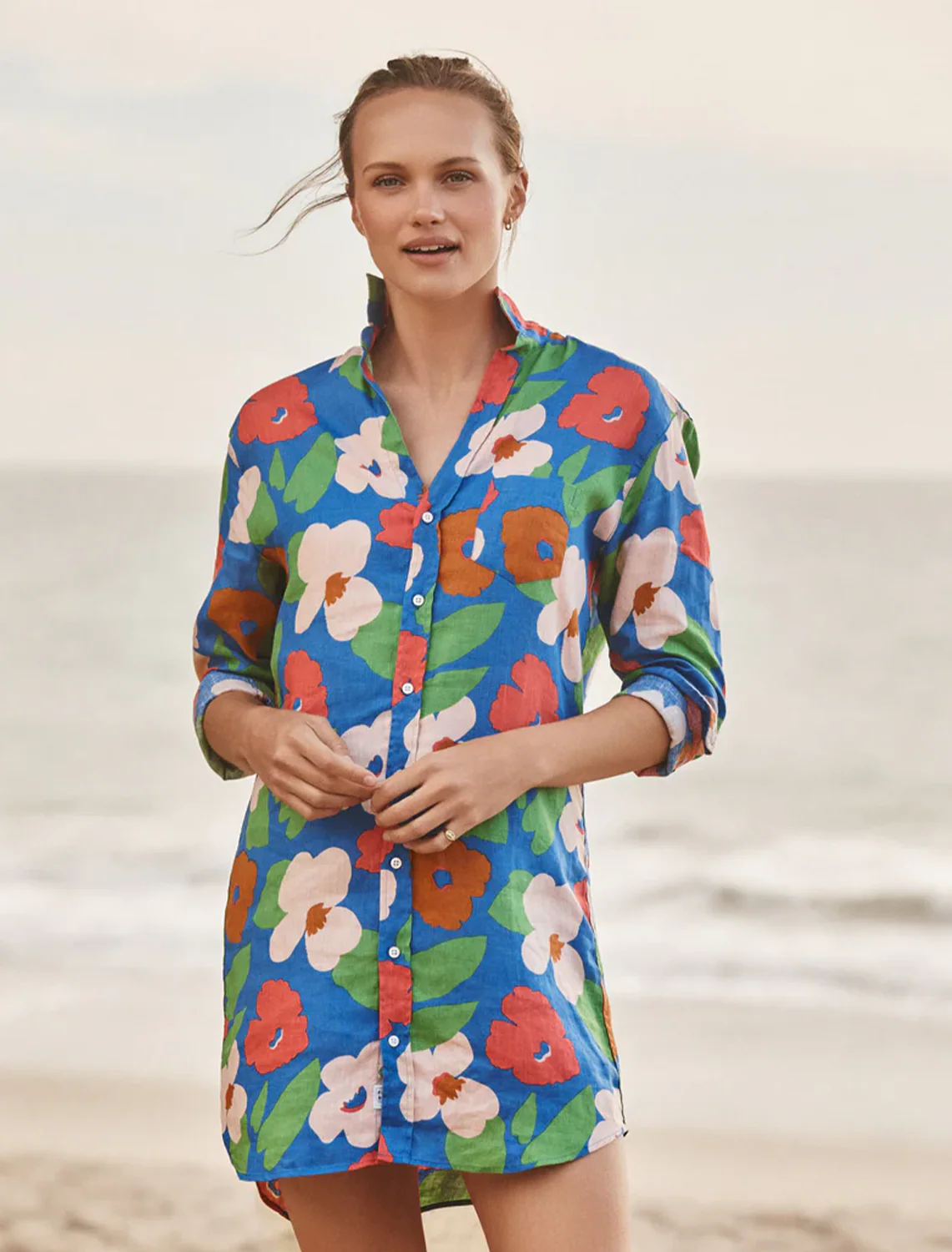 mary dress in bright blue floral - Image 2