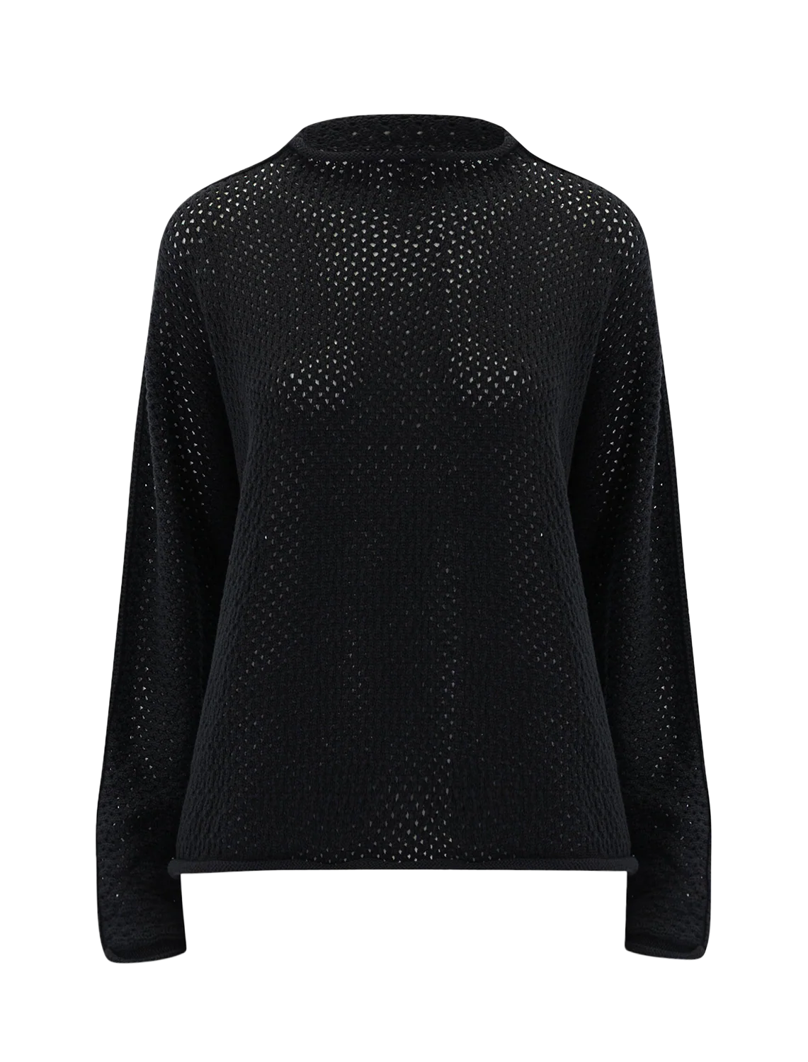 pointelle sweater in black