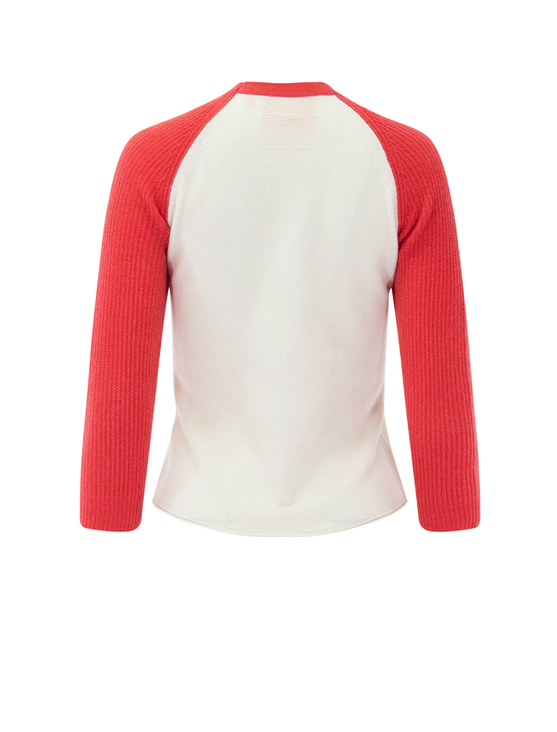 cashmere baseball tee in cream and scarlet - Image 3