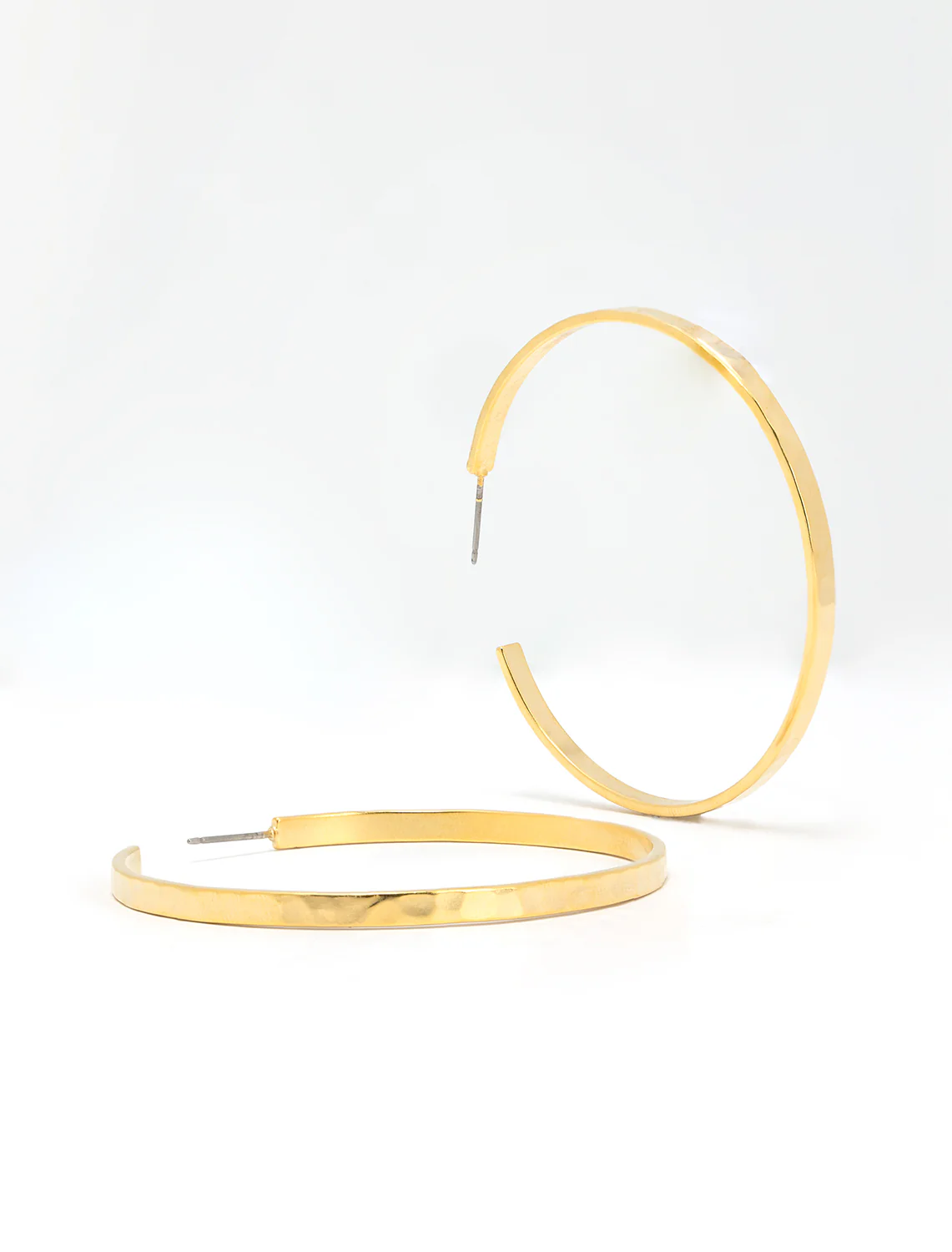 hammered matte gold hoops - Image 2