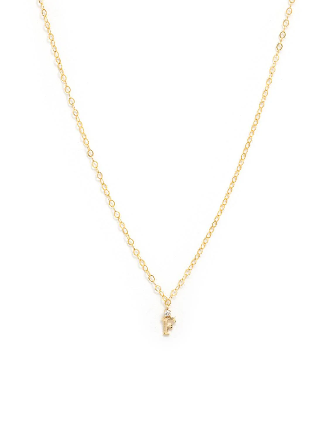 initial and cz necklace in gold | F