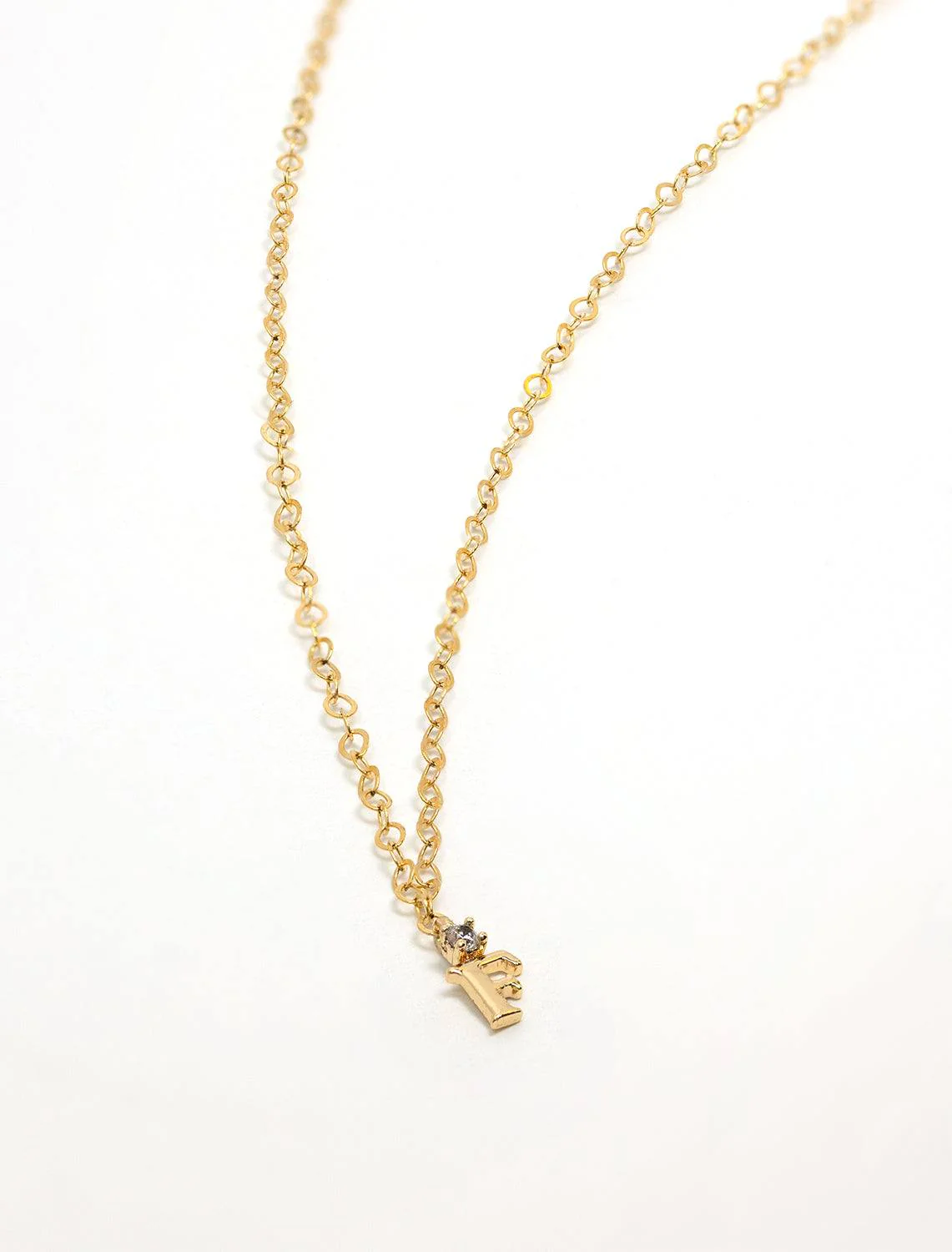 initial and cz necklace in gold | F - Image 2